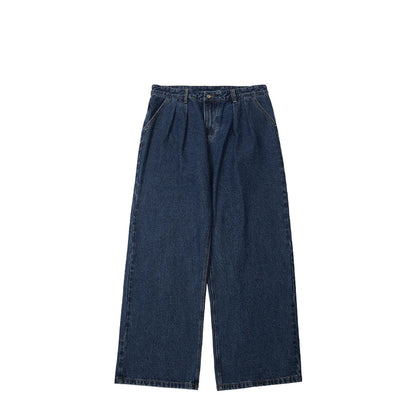 INFLATION Brown Retro Washed Denim Pants Unisex Classic Straight Leg Jeans Male Trouser Plus Size