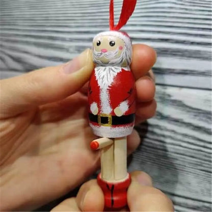 Christmas Wood Novel Holiday Hanging Party Decors Funny Santa Ornament Christmas Tree Decoration