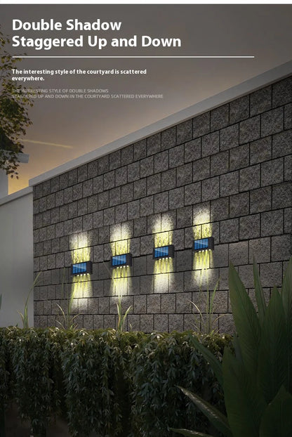 4/6/8/10LEDs Solar Wall Lamp Yard Street Decor Light Outdoor Waterproof Up and Down Luminous Lighting Garden Landscape Lamp