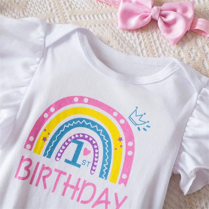 NewBorn Girls 1St Birthday Party Dress Princess 1 Year Old Ceremony Mesh Tutu Vestidos Infant Unicorn Christening Gowns