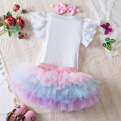 NewBorn Girls 1St Birthday Party Dress Princess 1 Year Old Ceremony Mesh Tutu Vestidos Infant Unicorn Christening Gowns