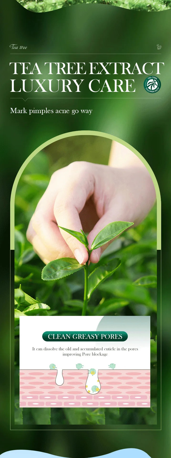 SADOER Tea Tree Acne Removing Cream Facial skincare Oil Control Face Gel Creams Hydrating Moisturizing Facial Cream Skin Care