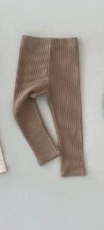 Spring Autumn Baby Boys Girls Ribbed Leggings Cotton Infant Casual Pants Toddler Kids Solid Color Stretch Slim Leggings Trousers