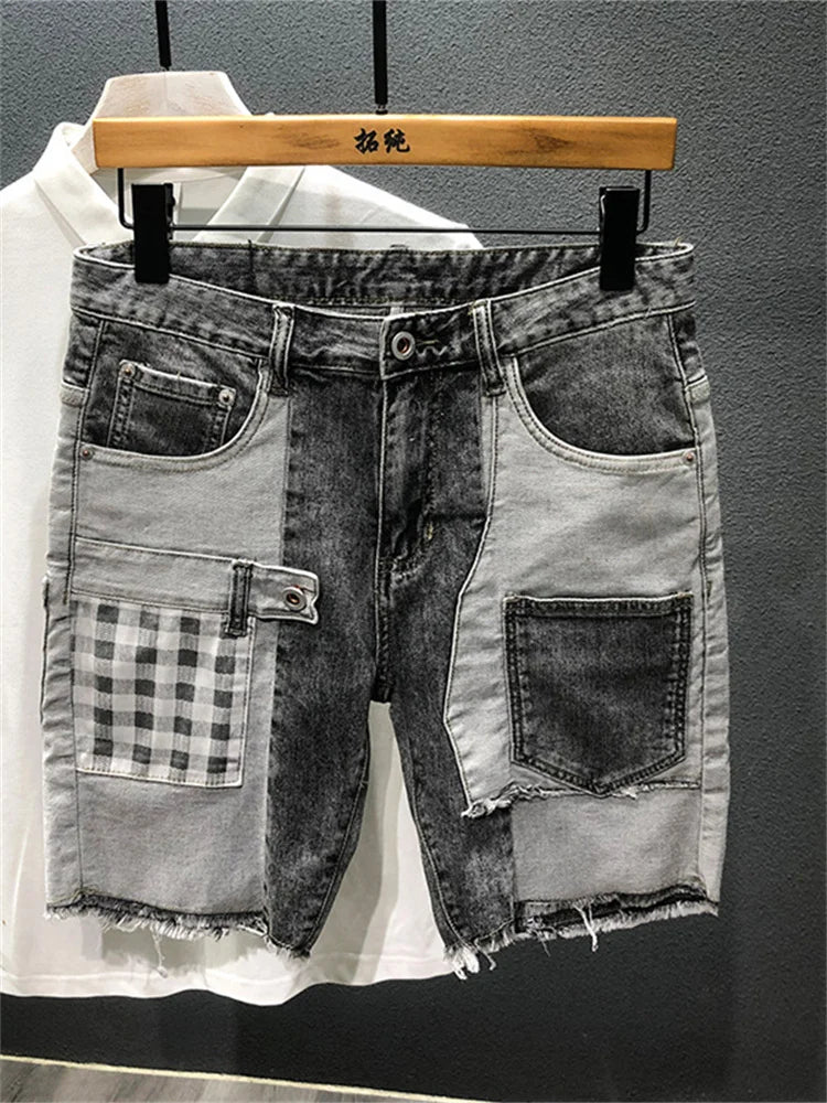Pants Men Jeans Shorts Hole Streetwear Harajuku Slim Straight Denim Shorts Summer Casual Baggy Ripped Jeans for men clothing