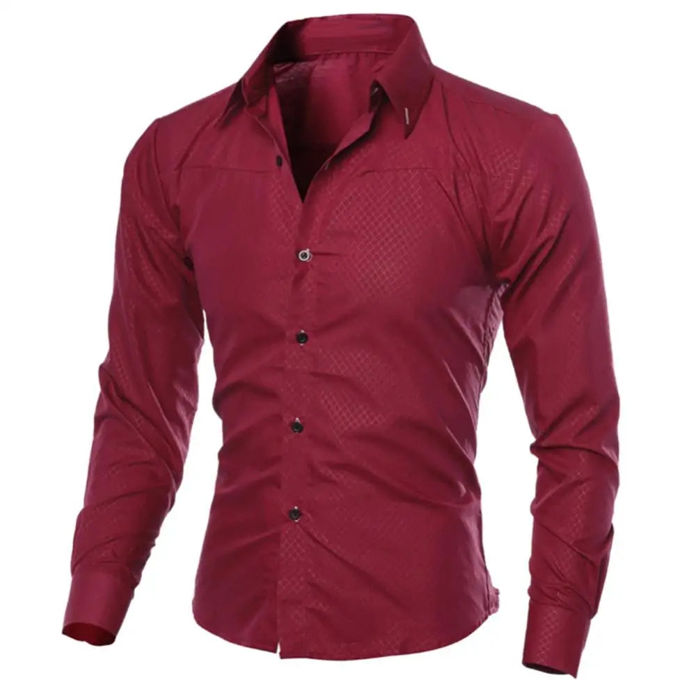 Fashion spring autumn Men Shirts New Arrivals Slim Fit Male Shirt Solid Long Sleeve British Style Office Cotton Men's Shirt