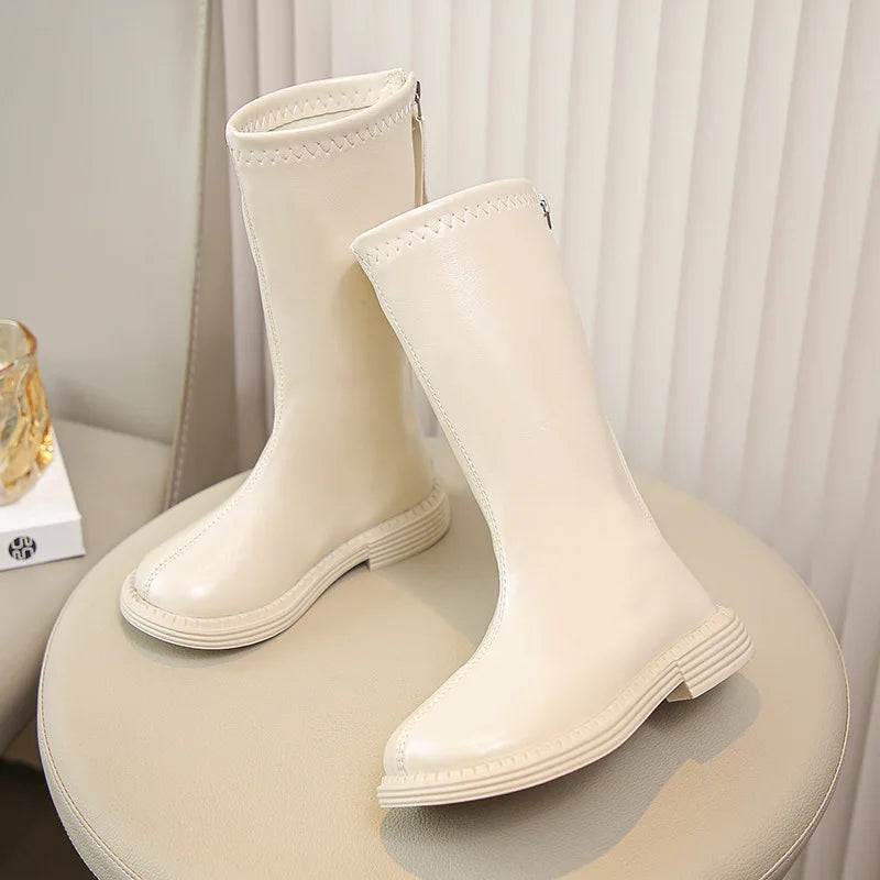 New Design Children Boots Girls Leather Shoes White Luxury Casual Sports Shoes Autumn Lightweight Girls Ankle Boots