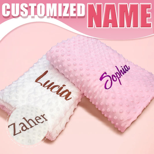 Personalized Baby First Name Cover Kids Custom Blanket Newborn Boy Girl Birthday Gift Swaddle Bed Toddler Stroller Crib Blanket