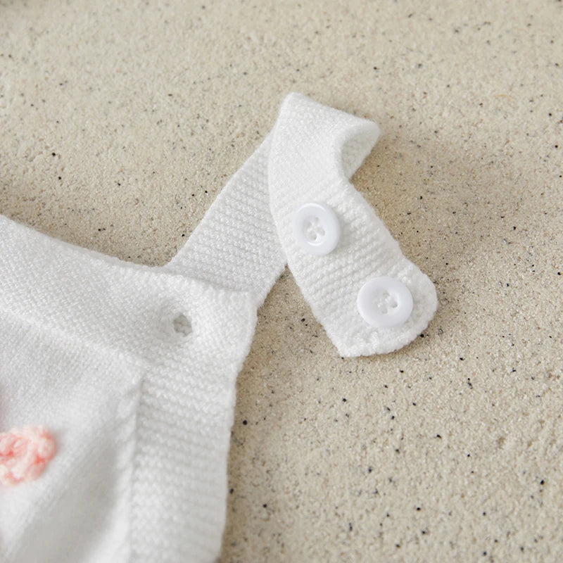 Suefunskry Baby Girl Overalls, Sleeveless Bows Pattern Knit Romper Bodysuit Spring Fall Clothes for Casual Daily