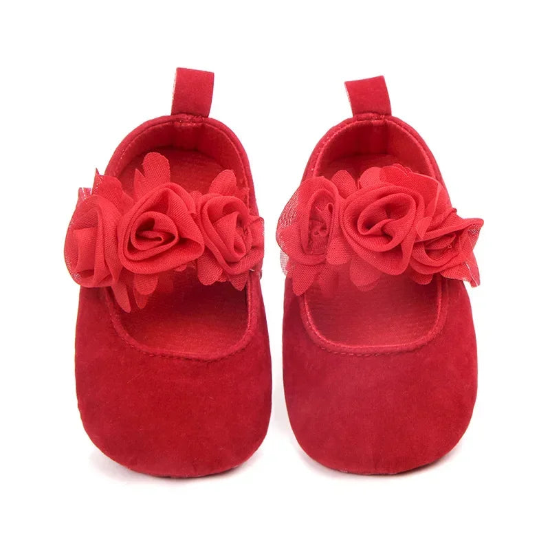 Girls Shoes Soft Soles Non-slip Beautiful Flowers Solid Color Fashion Toddler Infant Newborns Crib First Walkers Princess Shoes