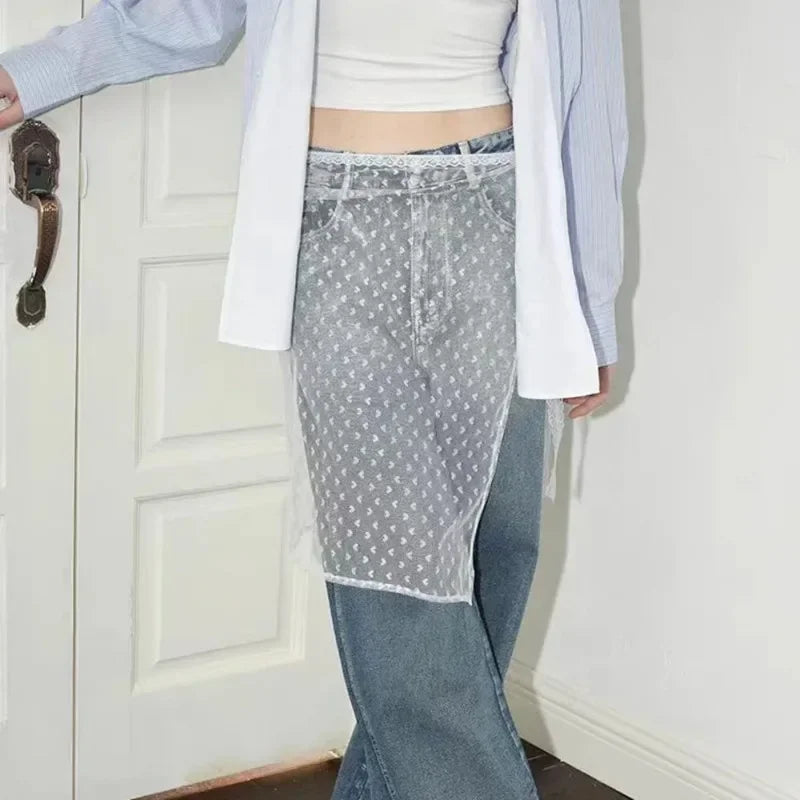 INS Blogger Lace Layered Gauze Skirt Y2k Streetwear Apron Wrap Skirt Lace Up Matching Pants Spicy Girl Stacked Y2k Wrap Skirt