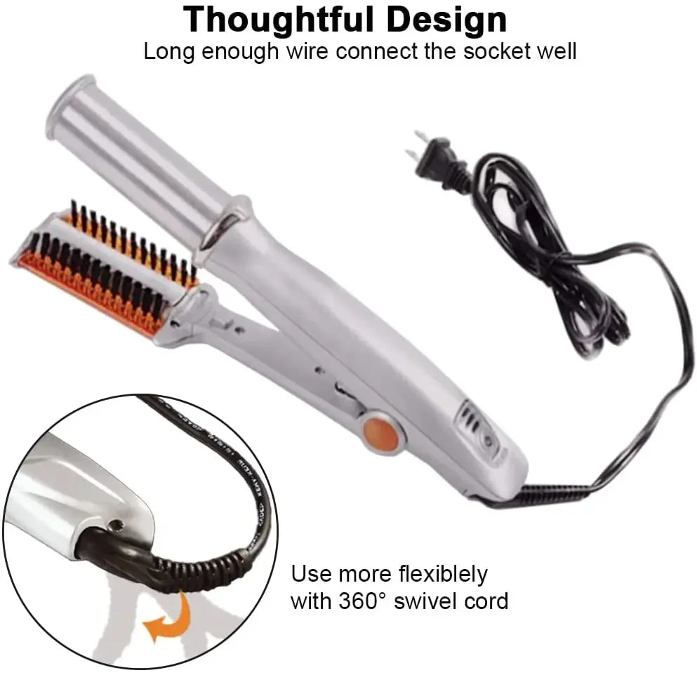 Professional Hairs Curler Straighter Rotating Hair Brush Curler Styler Hair Styling Tools Curling Iron Straighten Brush 2 In 1