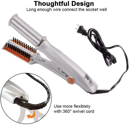 Professional Hairs Curler Straighter Rotating Hair Brush Curler Styler Hair Styling Tools Curling Iron Straighten Brush 2 In 1