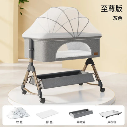 Baby Crib Newborn Small Bed Splicing Large Bed Cradle Bed Sleeping Basket Movable Foldable Portable And Multifunctional
