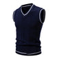 Autumn Winter Men's Knit Vests V-Neck Sleeveless Slim Fit Knitted Pullovers Men Fashion Patchwork Smart Casual Sweater Vest Man