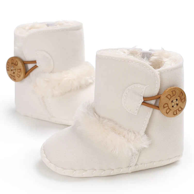2025 Baby Autumn Winter Boots Baby Girl Boys Winter Warm Shoes Solid Fashion Toddler Fuzzy Balls First Walkers Kid Shoes 0-18M