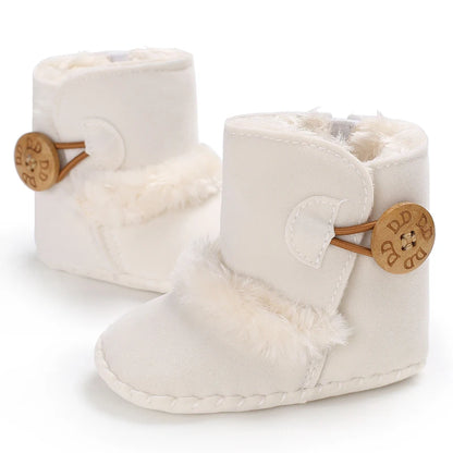2025 Baby Autumn Winter Boots Baby Girl Boys Winter Warm Shoes Solid Fashion Toddler Fuzzy Balls First Walkers Kid Shoes 0-18M