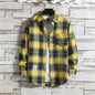 Spring New Korean Style Plaid Shirts Men's Handsome Long-sleeved Loose Casual All-matching Shirt Coats 2025 Trend Men's Clothing
