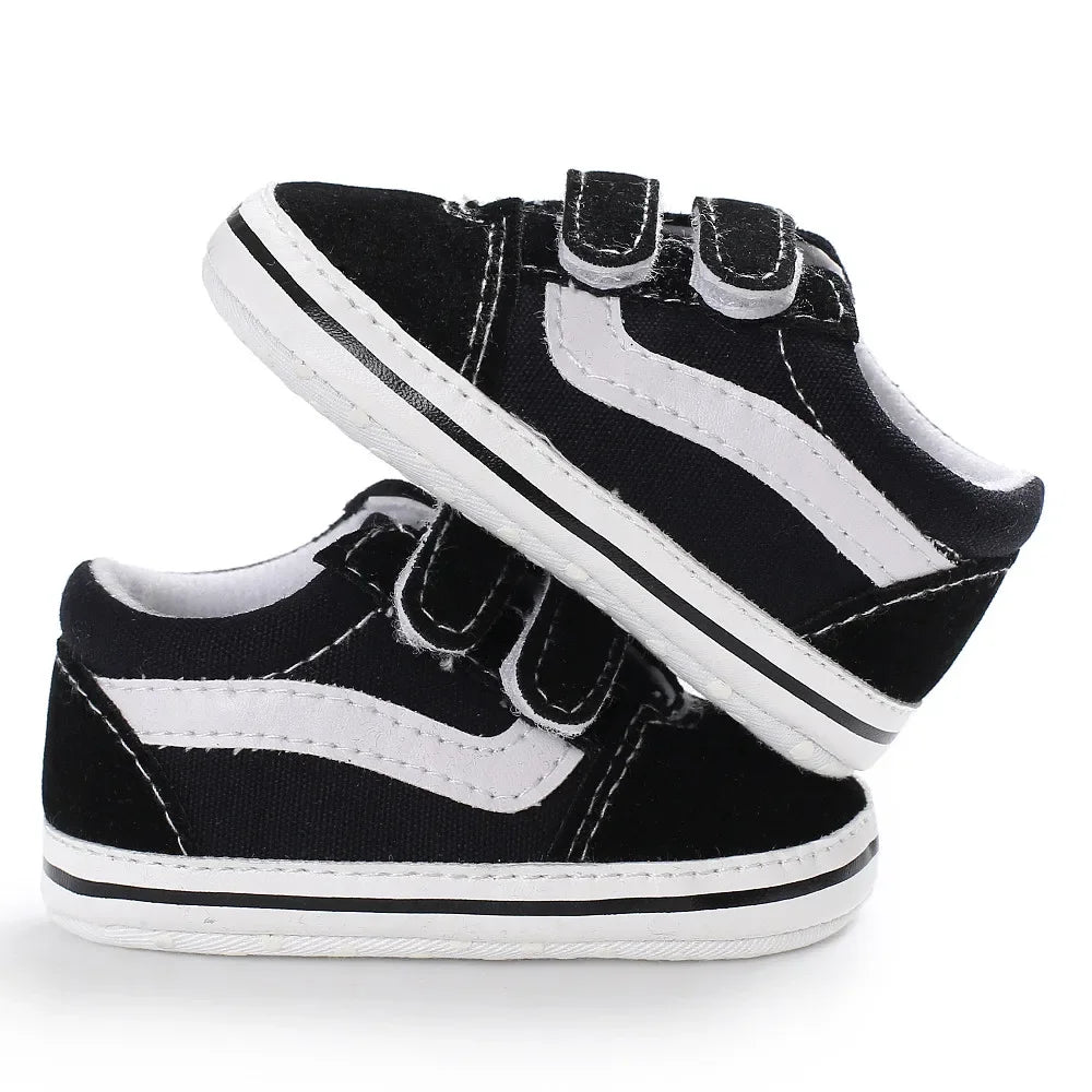 2025 Baby Canvas Sneakers Classic Stripes Casual Baby Boy Girl Shoes Anti-slip Soft First Walkers Infant Baby Unisex Shoes