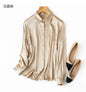 Tajiyane Women's 93% Mulberry Silk 7% Spandex 19 momme satin Silk Buttons long sleeve shirt Top Blouse office work chemise femme