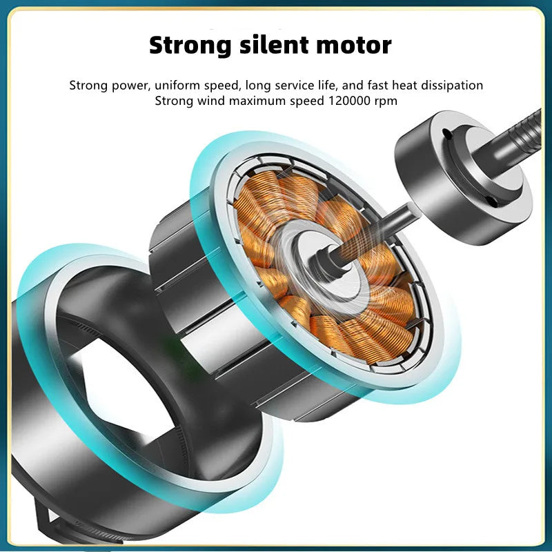 Wireless Hair Dryer Multifunctional  Air Duster Blower Travel Portable USB Rechargeable Negative Ions Blow Dryer