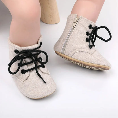 Newborn Baby Girls Winter Boots Solid Color/Houndstooth Print Ankle Boots Warm Baby Walking Shoes for Toddler Infant