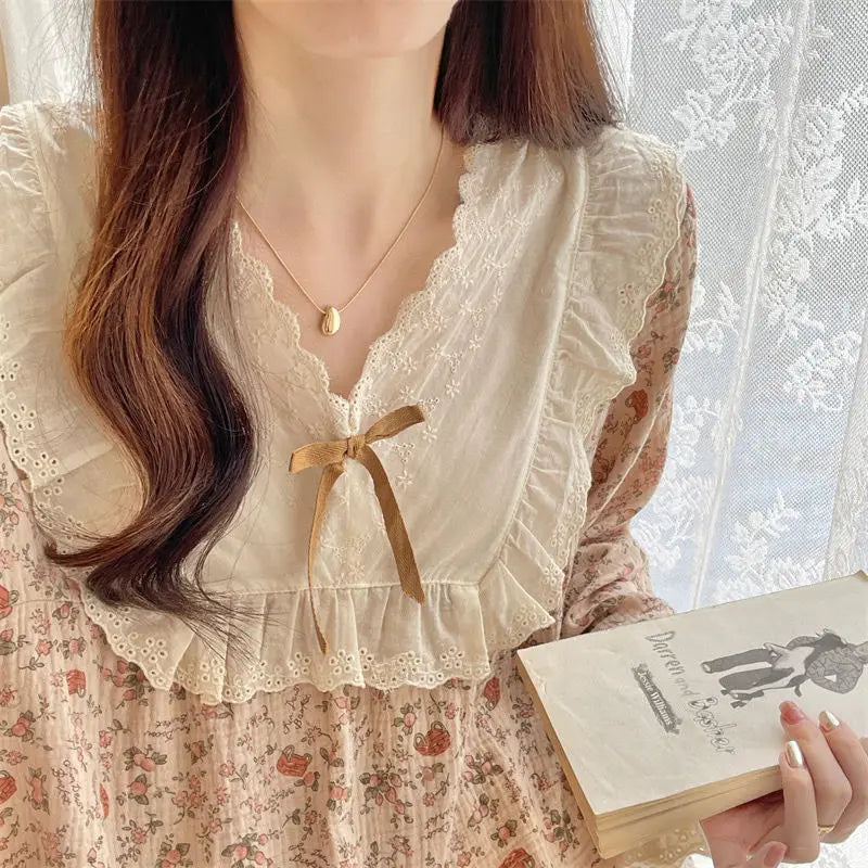 Pajama Sets Women Comfortable Daily Print Design Sweet Autumn Popular Attractive Ulzzang V-Neck Students Holiday Elegant Trendy