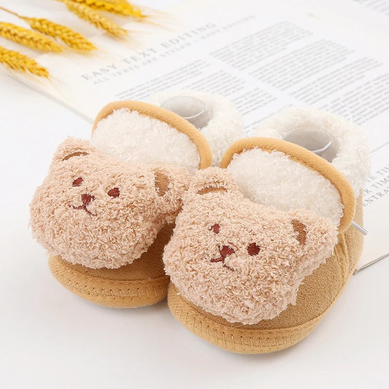 Winter Newborn Baby Boots Shoes Cute Cartoon Boy Girl Toddler Plush Snow Booties Warm Infant Crib Shoes Infant First Walkers