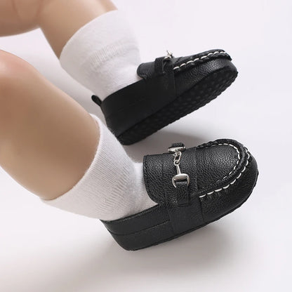 Newborn Baptist Shoes New Leather Gentleman Shoes Anti-slip Soft Bottom Indoor Baby Boys and Girls Casual Shoes Walking Shoes