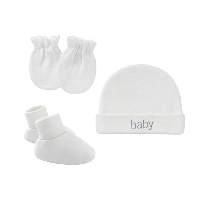 Baby Newborn Cotton Hat Gloves Foot Cover Set Newborn Single Layer Kit for Baby Girls Boys Birth Keeping Warm Clothes