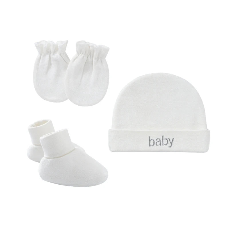 Baby Newborn Cotton Hat Gloves Foot Cover Set Newborn Single Layer Kit for Baby Girls Boys Birth Keeping Warm Clothes