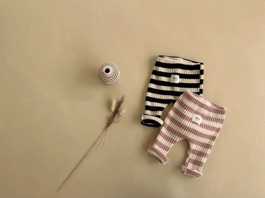 Autumn Winter Children Ribbed Striped Thick Warm Leggings Girl Baby Cotton Casual Pants Boy Infant Fashion Trousers Kid Clothes