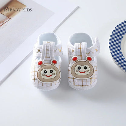 Cotton Newborn Baby Shoes Cartoon Pattern First Walkers for Girl Boy Plaid Soft Sole Walking Sandals 0-12month