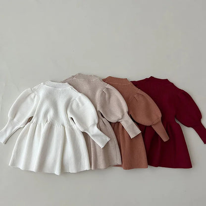 0-4Y Autumn Boutique Vintage Style Puff Sleeve Kids Baby Girl Clothes Dresses Draped Princess Dress for Girls