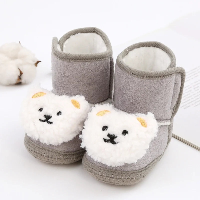 Baby Boots Newborn Winter Plush Snow Booties for Infant Boys Girls Soft Comfortable Lace Up Warming Shoes