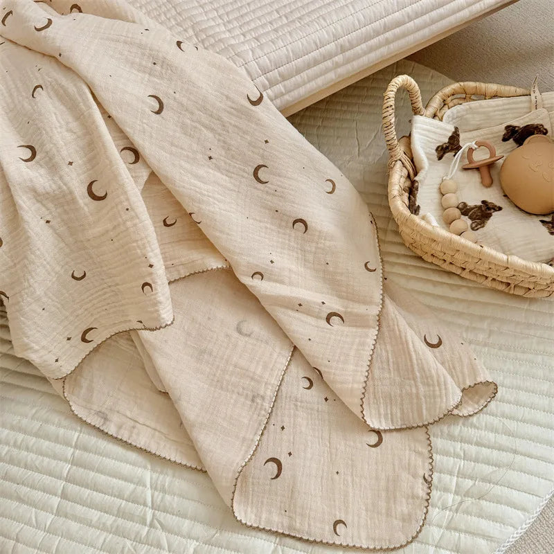 Summer Muslin Swaddle Blankets Cotton Soft Baby Blanket For Boys Girls Newborn Baby Receiving Blanket Sleeping Cover Crib Quilts