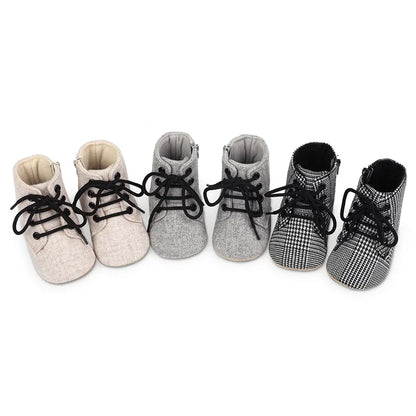 Newborn Baby Girls Winter Boots Solid Color/Houndstooth Print Ankle Boots Warm Baby Walking Shoes for Toddler Infant