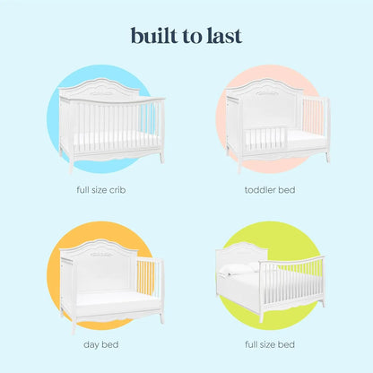 Fiona 4-in-1 Convertible Crib in White Convertible, Adjustable
