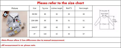 Baby Girls Boys Mickey Minnie Clothing Sets Spring Autumn Kids Outfits Hoodie +T-shirt + Pants Tracksuit Children Sport Suit