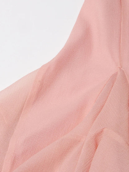 Girl's Dress Irregular Pleated Patchwork Fashion Long Lantern Sleeve Waist Cinching Mini Dress 2025 New