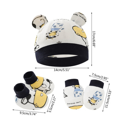 Baby Anti Scratching Cotton Gloves Hat Foot Cover Set Socks Kit Accessory for Newborn Baby Girls Boys Baby Shower