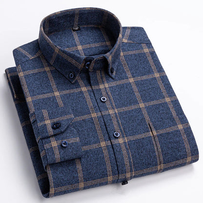 New in shirt plus size 7xl100%cotton long-sleeve shirts for men slim fit casual plain shirt soft kerokan designer plaid clothing