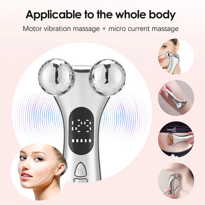 Electric Facial Micro-current Beauty Instrument LED Display Face Lift Roller Massager Skin Tighten Massage Beauty Devices