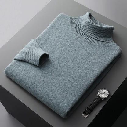 Autumn and winter new 100% merino cashmere sweater men's knitted pullover padded warm turtle neck fashion loose plus size coat