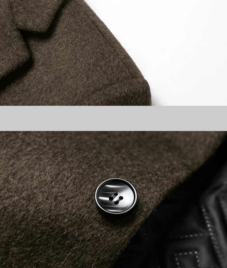 BROWON Brand Trench Coat Men Autumn and Winter New Solid Color Long Woolen Coat for Men Business Casual Windbreaker Men Clothing