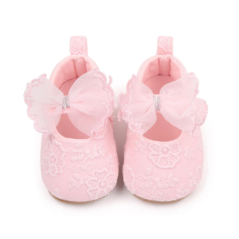 Toddler Baby Girls Sweet Princess Shoes Soft Bow knit Flower Non-slip Bottom First Walker Shoes Toddler Babies Crib Shoes