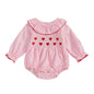 My First Valentines Day Baby Girl Outfit Newborn Heart Smocked Bubble Romper Bodysuit Cute Valentines Day Clothes