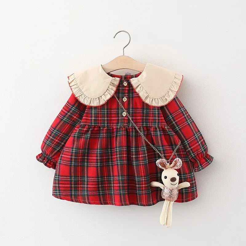 2025 Fall Newborn Baby Girl Dress Clothes Toddler Girls Princess Plaid Birthday Dresses For Infant Baby Clothing 0-2y Vestidos