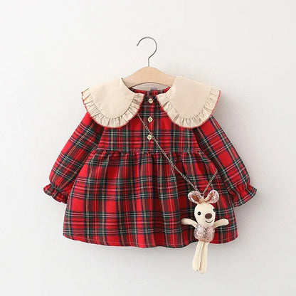 2025 Fall Newborn Baby Girl Dress Clothes Toddler Girls Princess Plaid Birthday Dresses For Infant Baby Clothing 0-2y Vestidos