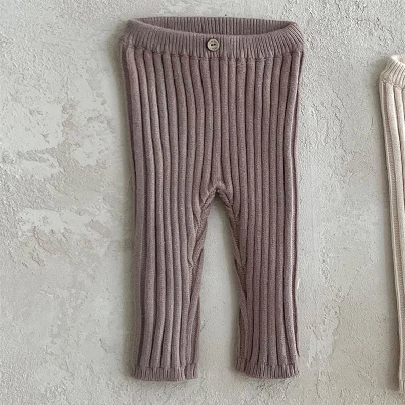2025 New Infant Toddler Cotton Ribbed Knit Leggings Solid Baby Trousers Autumn Children Pp Pants Baby Boy Girl Stretch Leggings
