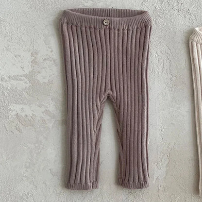 2025 New Infant Toddler Cotton Ribbed Knit Leggings Solid Baby Trousers Autumn Children Pp Pants Baby Boy Girl Stretch Leggings
